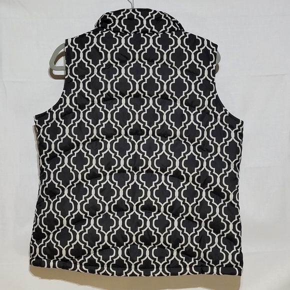 Land's End NWOT Puffer Vest Black and White Zippered Front Collar Pockets -295 - Picture 11 of 14